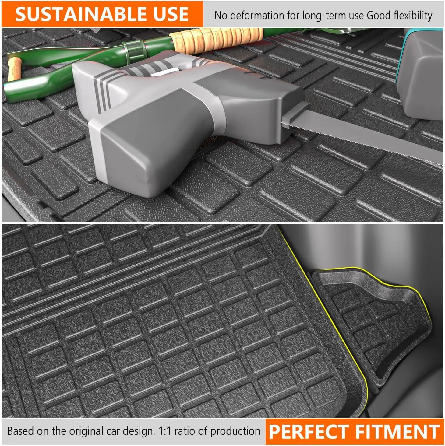 powoq Fuel Trunk Mat Compatible with 2017-2022 Honda CRV Cargo Mat All Weather Cargo Liner Replacement for 2017-2019 2020 2021 2022 Honda CRV Accessories (Fit 17-22 Fuel Model, Trunk Mat)