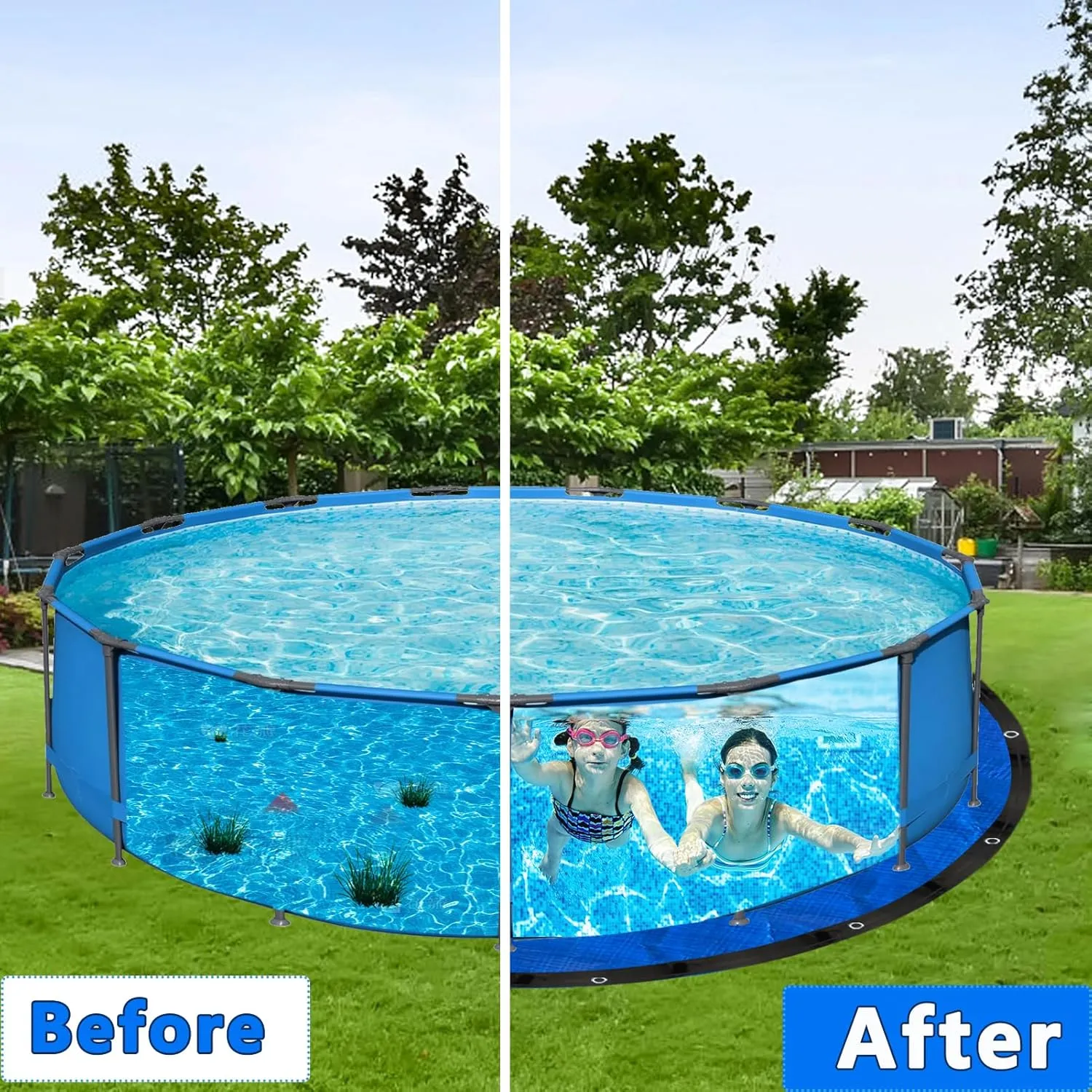 Pre-Cut 21Ft Round Pool Covers Tarps for Above Ground Pool, Waterproof Anti-Puncture Swimming Pool Ground Cloth Liner Pad UV Resistant Above Ground Pool Mat Under Pool with Metal Grommets