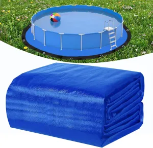 Pre-Cut 21Ft Round Pool Covers Tarps for Above Ground Pool, Waterproof Anti-Puncture Swimming Pool Ground Cloth Liner Pad UV Resistant Above Ground Pool Mat Under Pool with Metal Grommets