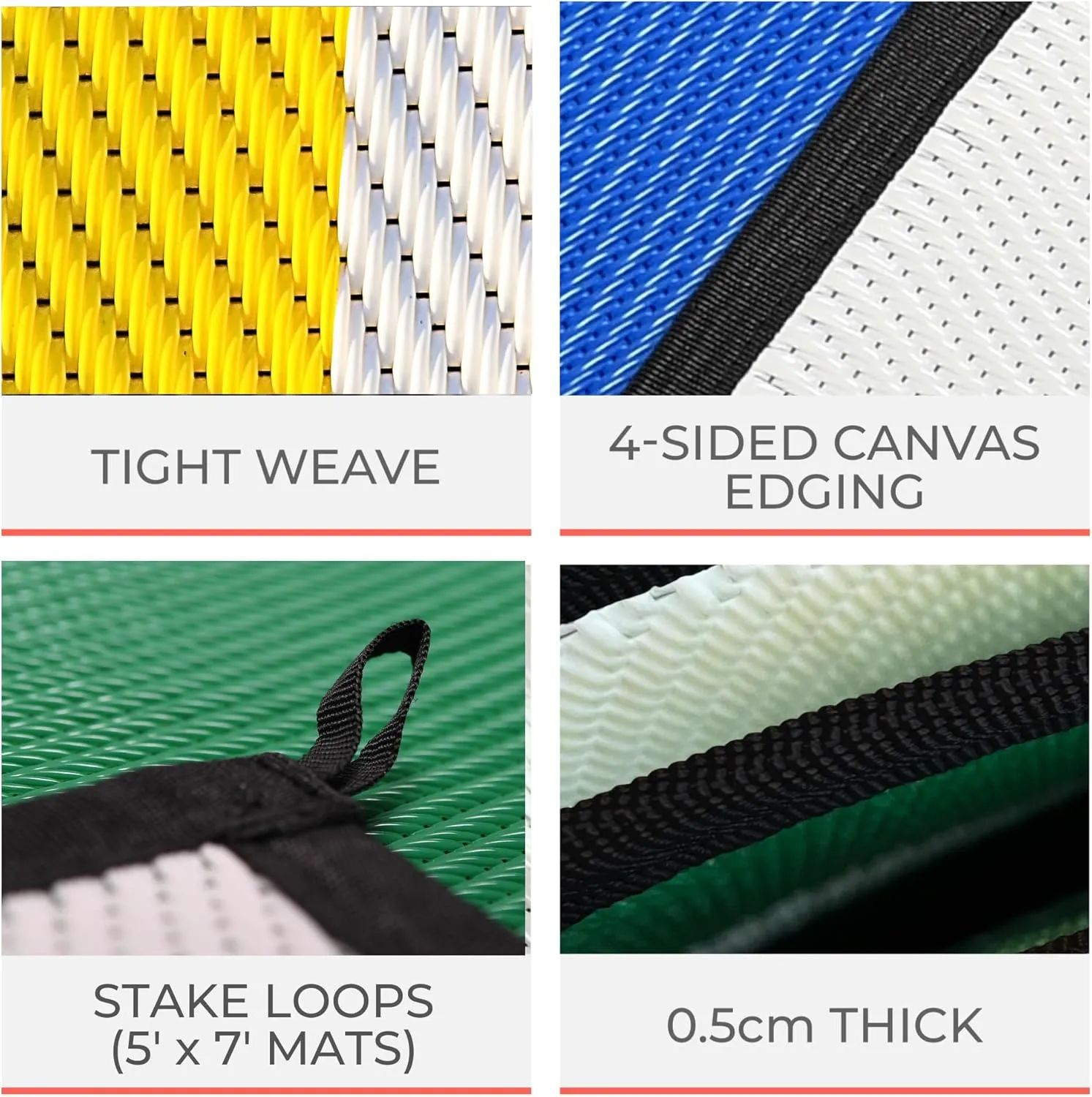 Premium Outdoor RV Patio Mat – Extra Thick 5mm Recycled Polypropylene Rug – Heavy-Duty, Waterproof, Reversible – Luxury Mat for Camping, Beach, Deck, Campsite