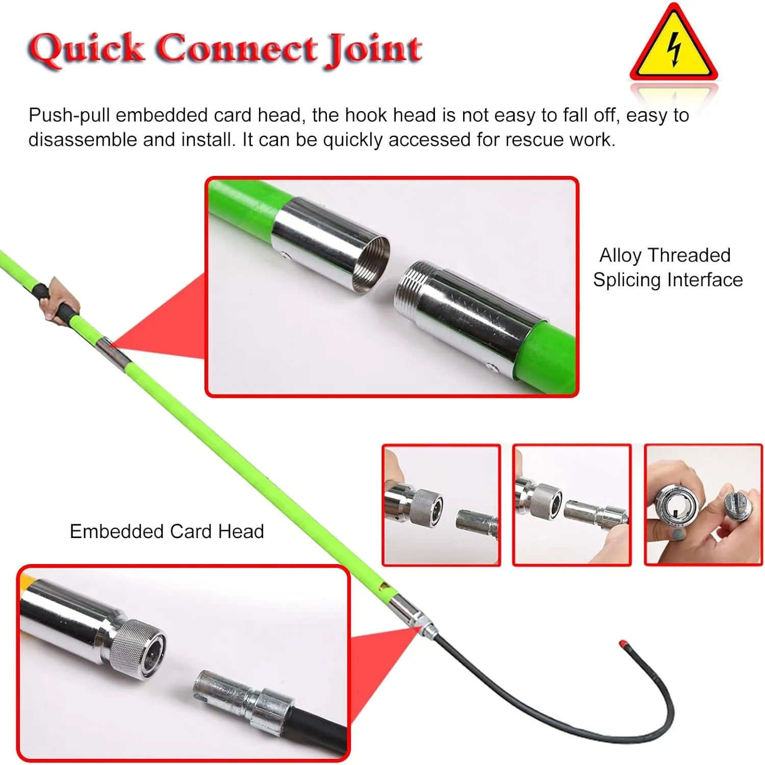Preserver Pole Safety Hook，Insulated Body Rescue Hook, 3 5 6 10 Ft Long Lightweight Anti Electric Shock Rescue Pole for New Energy Vehicle Repairs, 10KV 35KV 110KV 220KV High Voltage Electri
