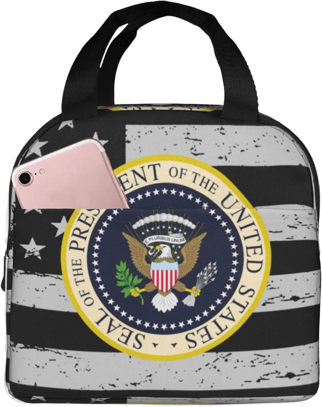 Presidential Seal United States Reusable Portable Foil Thickened Insulated Bento Bag For Both Men And Women