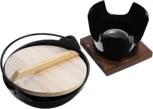 PRETYZOOM 1set Camping Picnic Cookware Cast Sukiyaki Pot Supporting Plate for Outdoor Cooking Non-stick Portable Lightweight for Soups Ramen and More