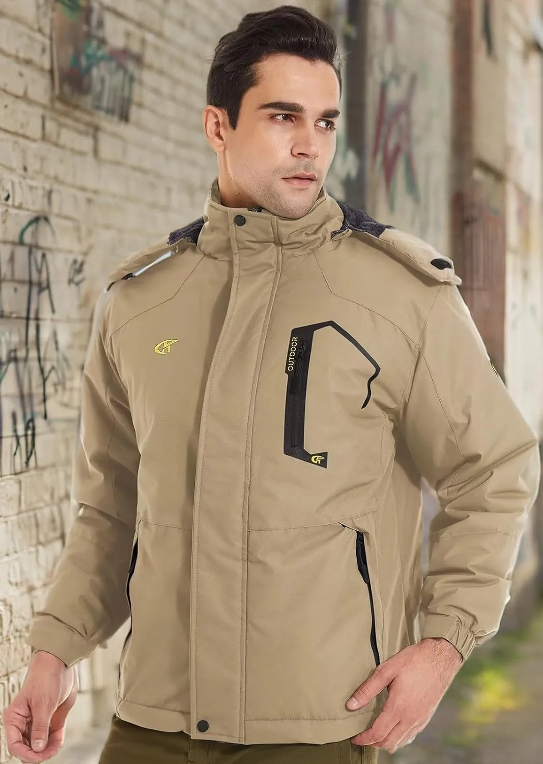 QPNGRP Mens Waterproof Ski Snowboard Jacket Winter Windproof Snow Coat