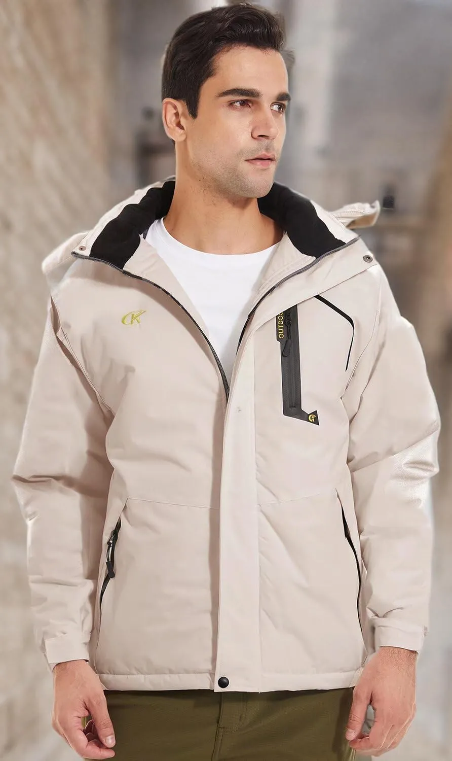 QPNGRP Mens Waterproof Ski Snowboard Jacket Winter Windproof Snow Coat