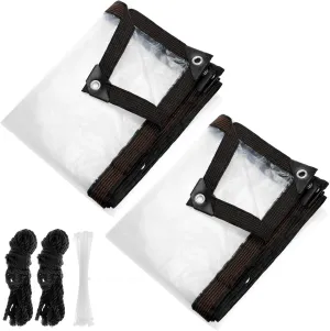 QWORK Heavy Duty 8x10ft Clear Tarps, 2Pcs, Waterproof, PE Material with Rust-Resistant Grommets