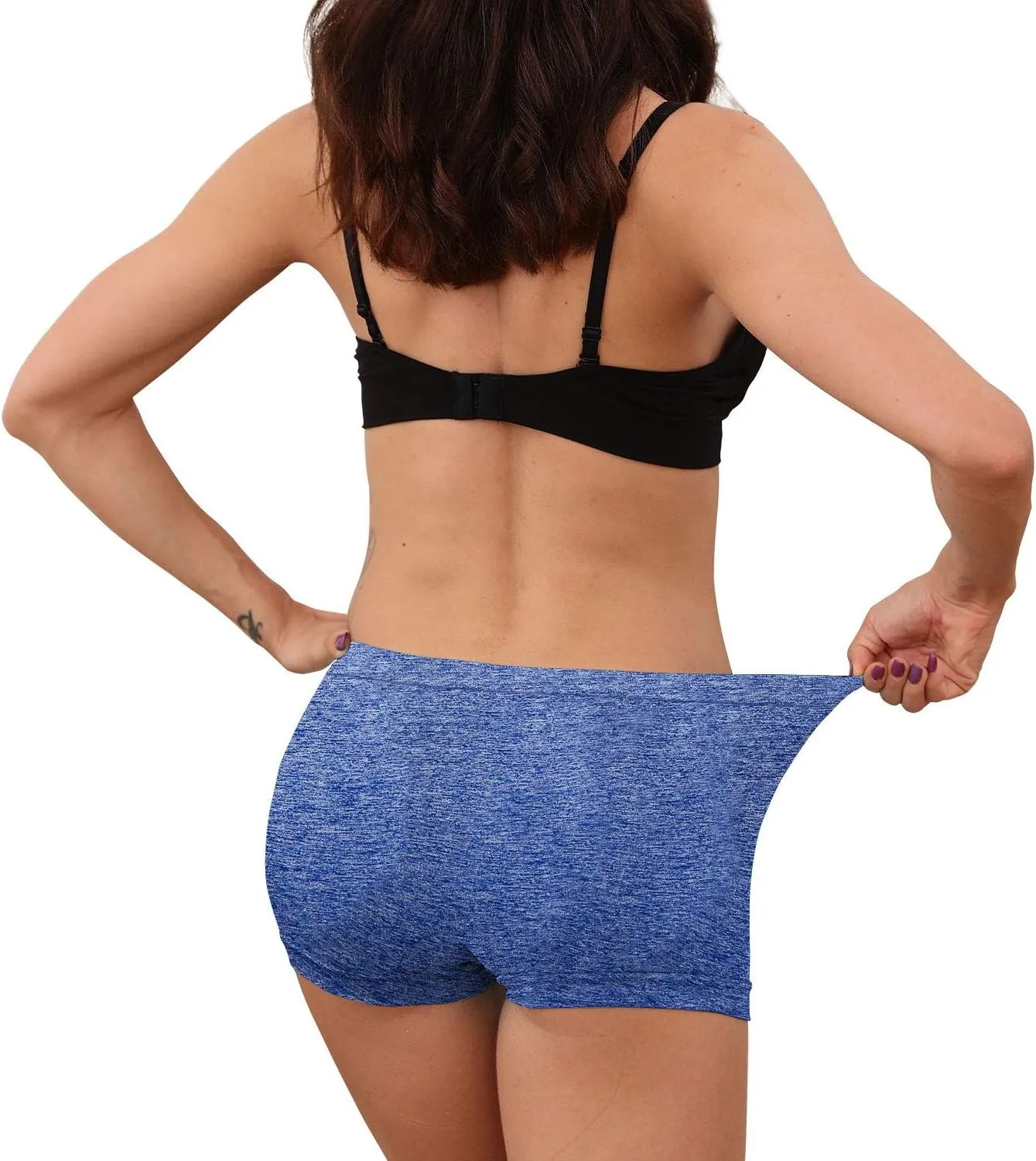 R RUXIA Women's Boyshort Panties Seamless Nylon Underwear Stretch Boxer Briefs 5 Pack