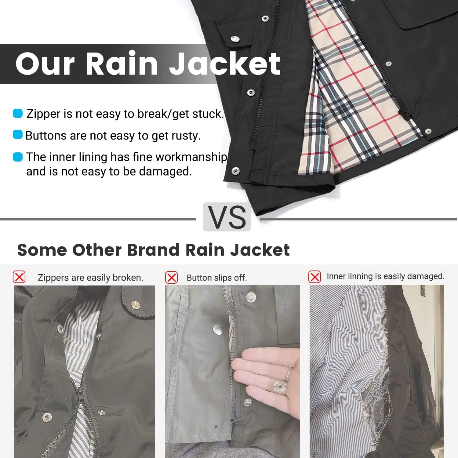 Rain Coat for Women Waterproof with Hood Lightweight Women's Rain Jacket Outdoor Trench Windbreaker Long Raincoats