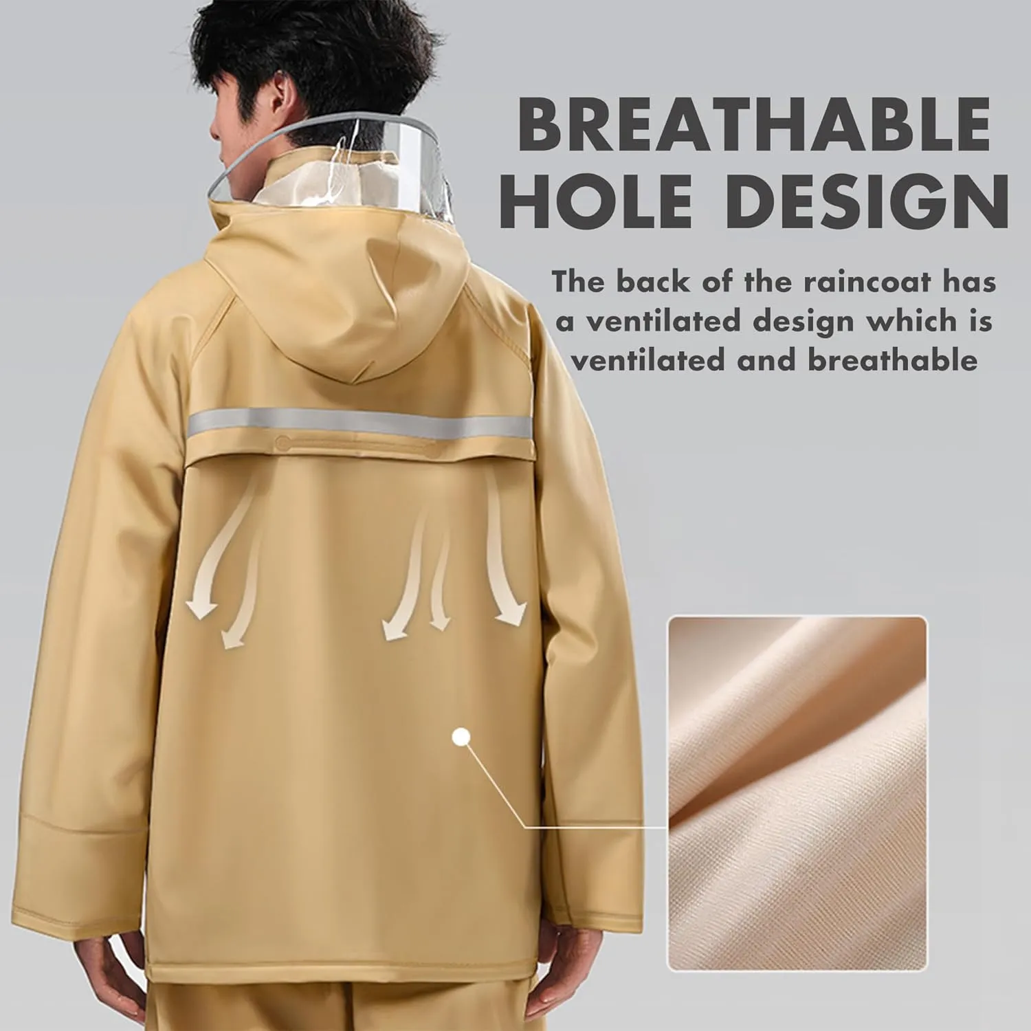 Rain Suit, Breathable Waterproof Jacket and Pant Set Men Women Reflective Rain Gear for Working Cycling Camping