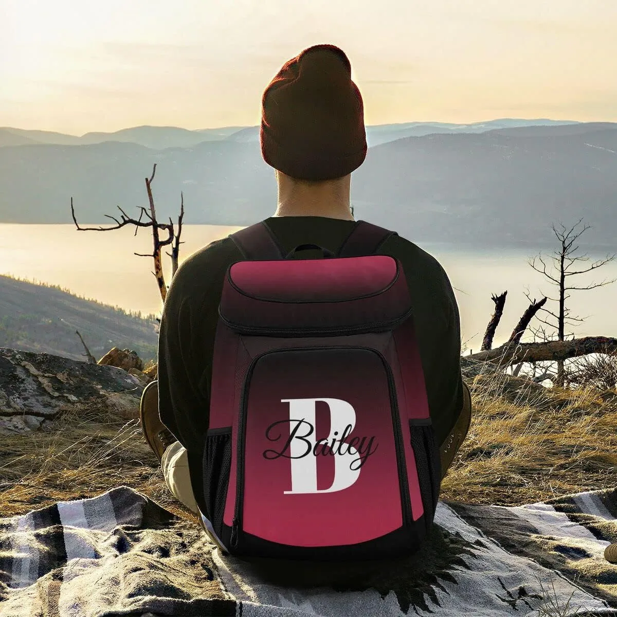 Rainbow Gradient Custom Cooler Backpack Leakproof Backpack Cooler Personalized Insulated Lunch Cooler Bag 30 Cans Camping Coolers for Men Women
