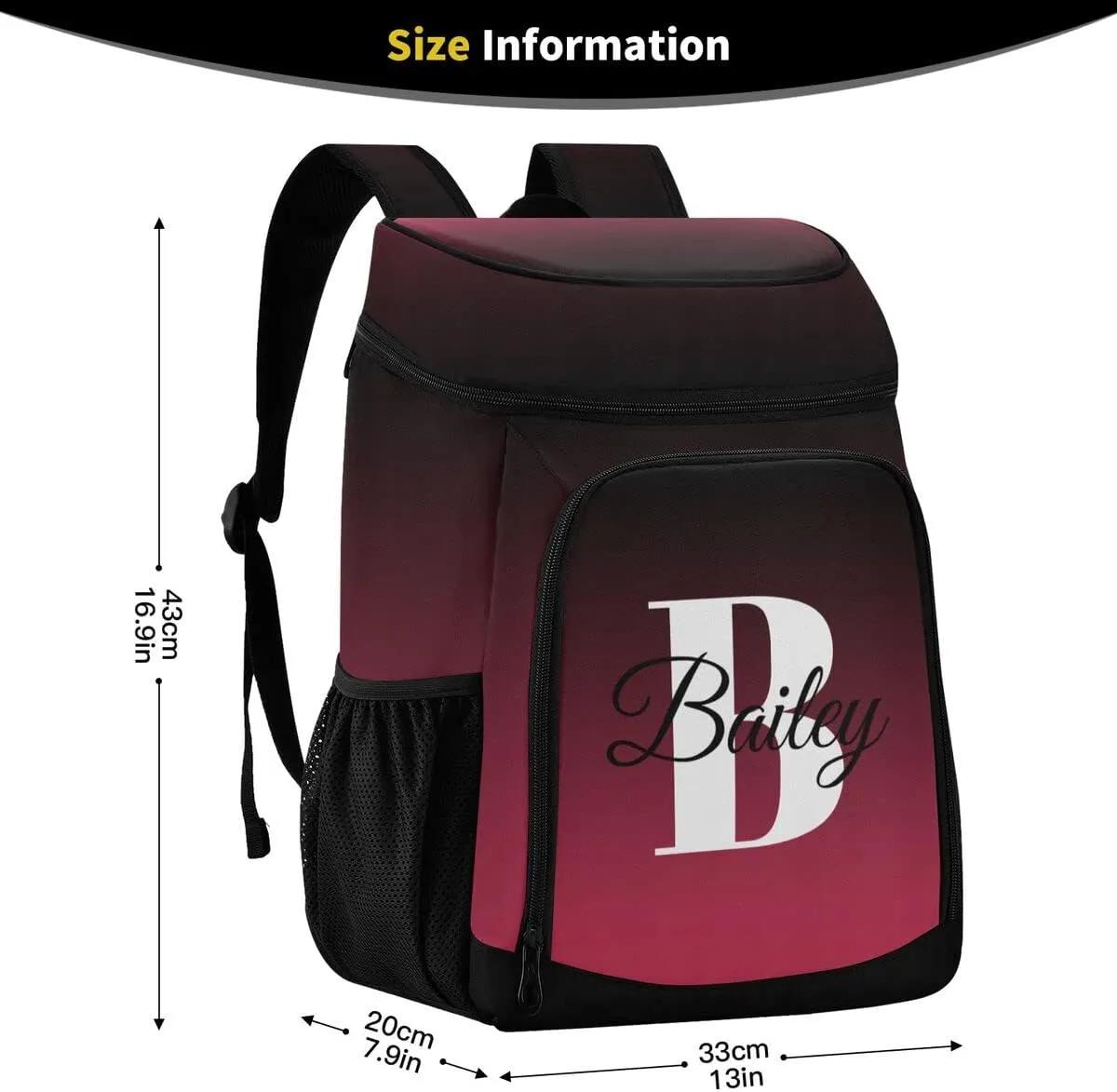 Rainbow Gradient Custom Cooler Backpack Leakproof Backpack Cooler Personalized Insulated Lunch Cooler Bag 30 Cans Camping Coolers for Men Women