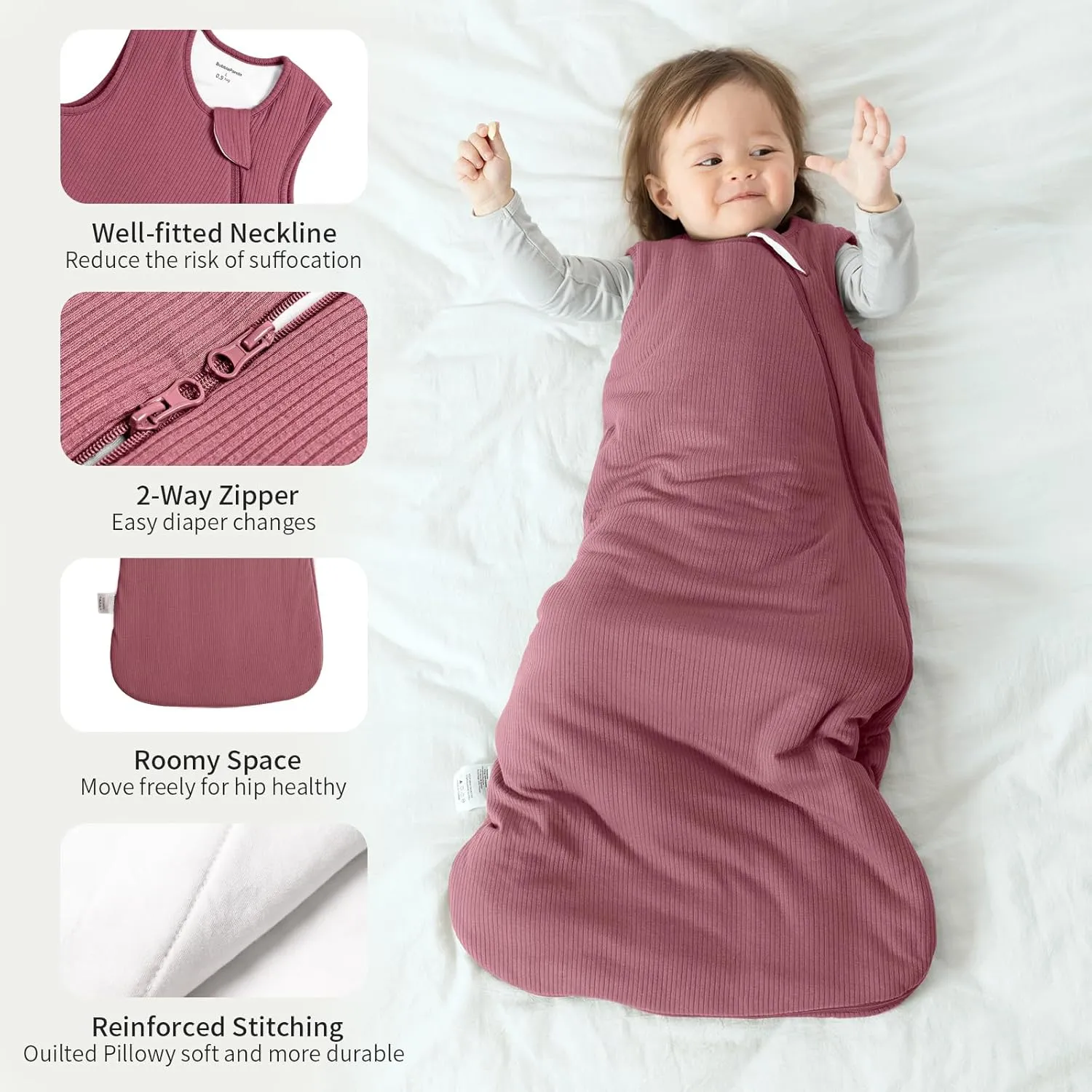 Rayon Made from Bamboo Sleep Sack 2t-3t Supersoft Toddler Sleeping Sack 24-36 Months 0.5 Tog Baby Wearable Blanket with 2-Way Zipper Breathable Lightweight Unisex Sleeping Bag for Babies