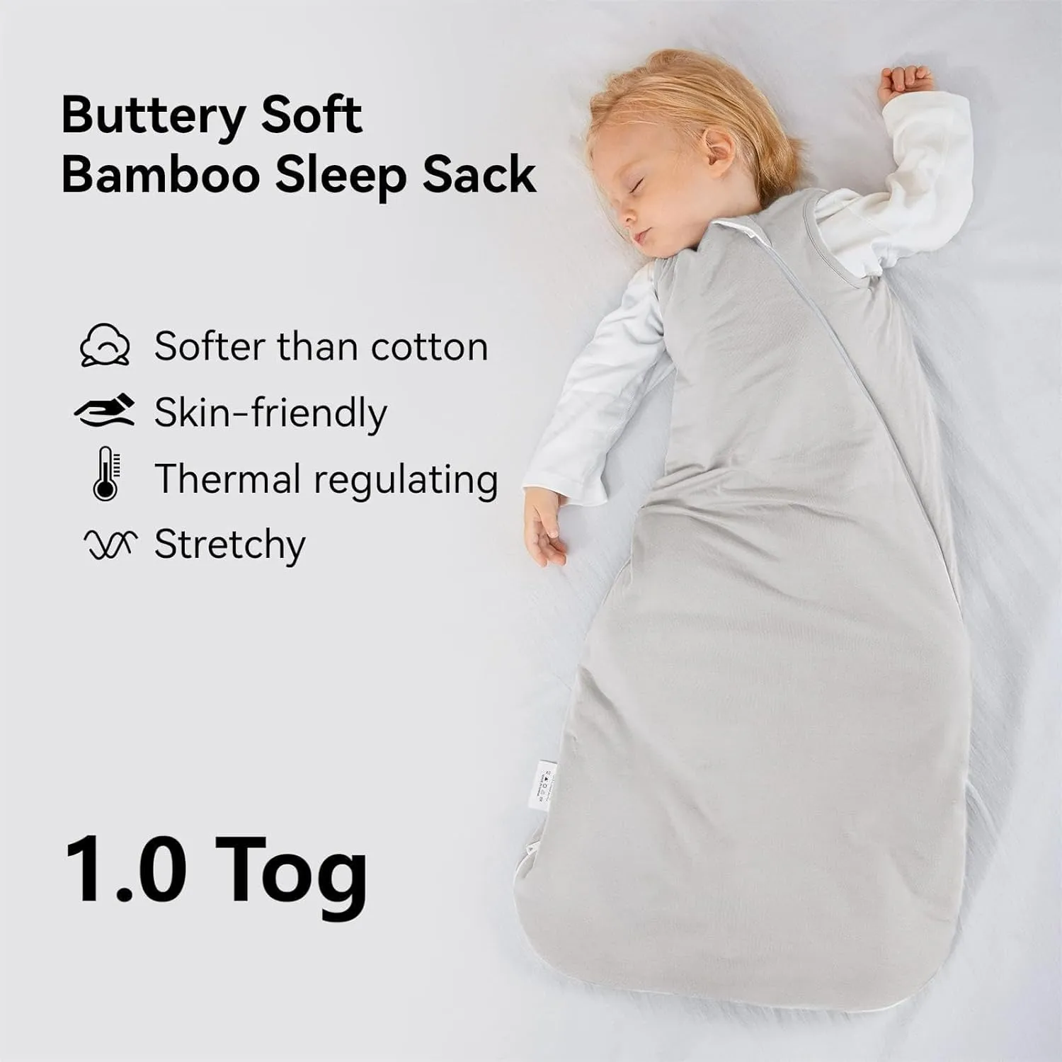 Rayon Made from Bamboo Sleep Sack 6-12 Months 1.0 Tog Ultra Soft Baby Wearable Blanket Toddler Sleeping Sack for Babies Unisex Girl Boy 2-Way Zipper Baby Sleeping Bag Breathable Lightweight Medium