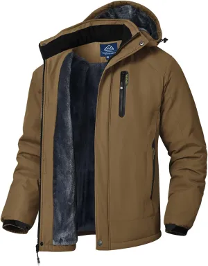 Rdruko Men's Ski Snow Jacket Waterproof Winter Insulated Fleece Hooded Outdoor Mountain Coat