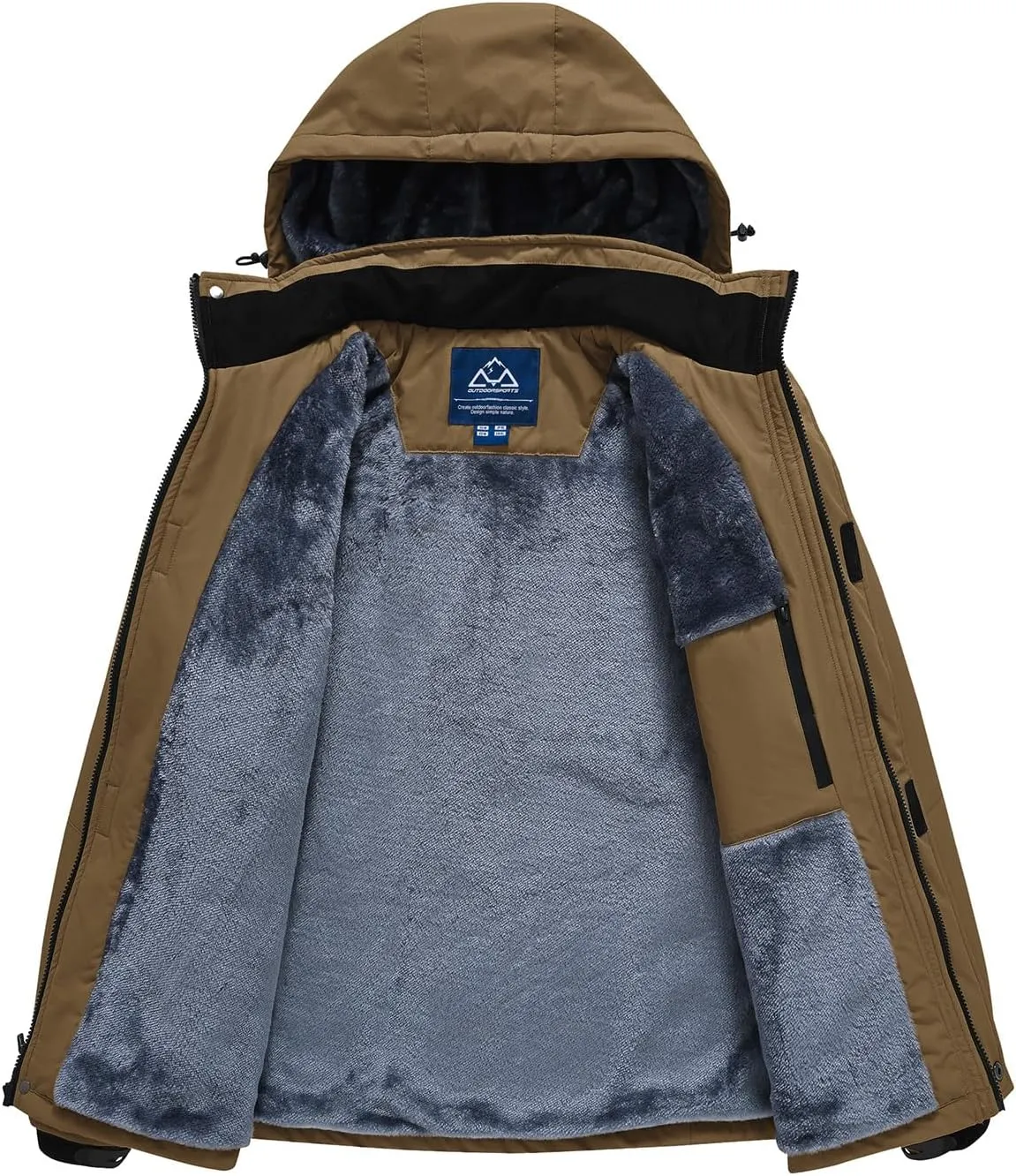 Rdruko Men's Ski Snow Jacket Waterproof Winter Insulated Fleece Hooded Outdoor Mountain Coat