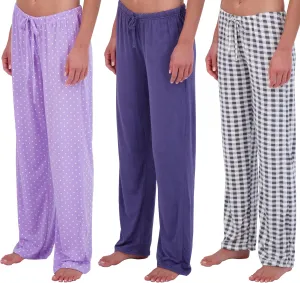Real Essentials 3 Pack: Women’s Ultra-Soft Comfy Pajama Lounge Pants Sleepwear (Available in Plus Size)