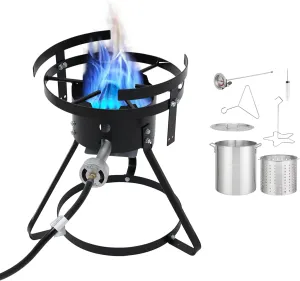 Red Mountain Valley Propane Gas Single Burner, Outdoor Camp Stove with 30Qt Pot and Timer, Seafood Boil, Outdoor Propane Stove for Home Brewing, Turkey Fry, Camping