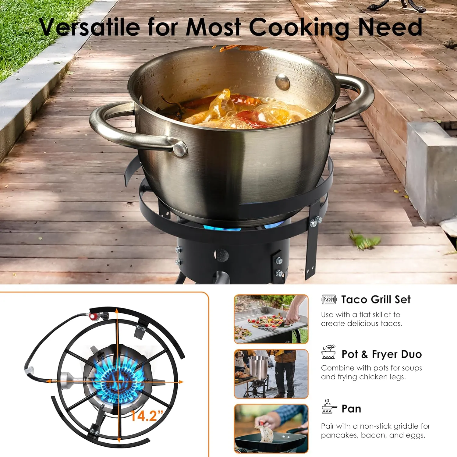 Red Mountain Valley Propane Gas Single Burner, Outdoor Camp Stove with 30Qt Pot and Timer, Seafood Boil, Outdoor Propane Stove for Home Brewing, Turkey Fry, Camping
