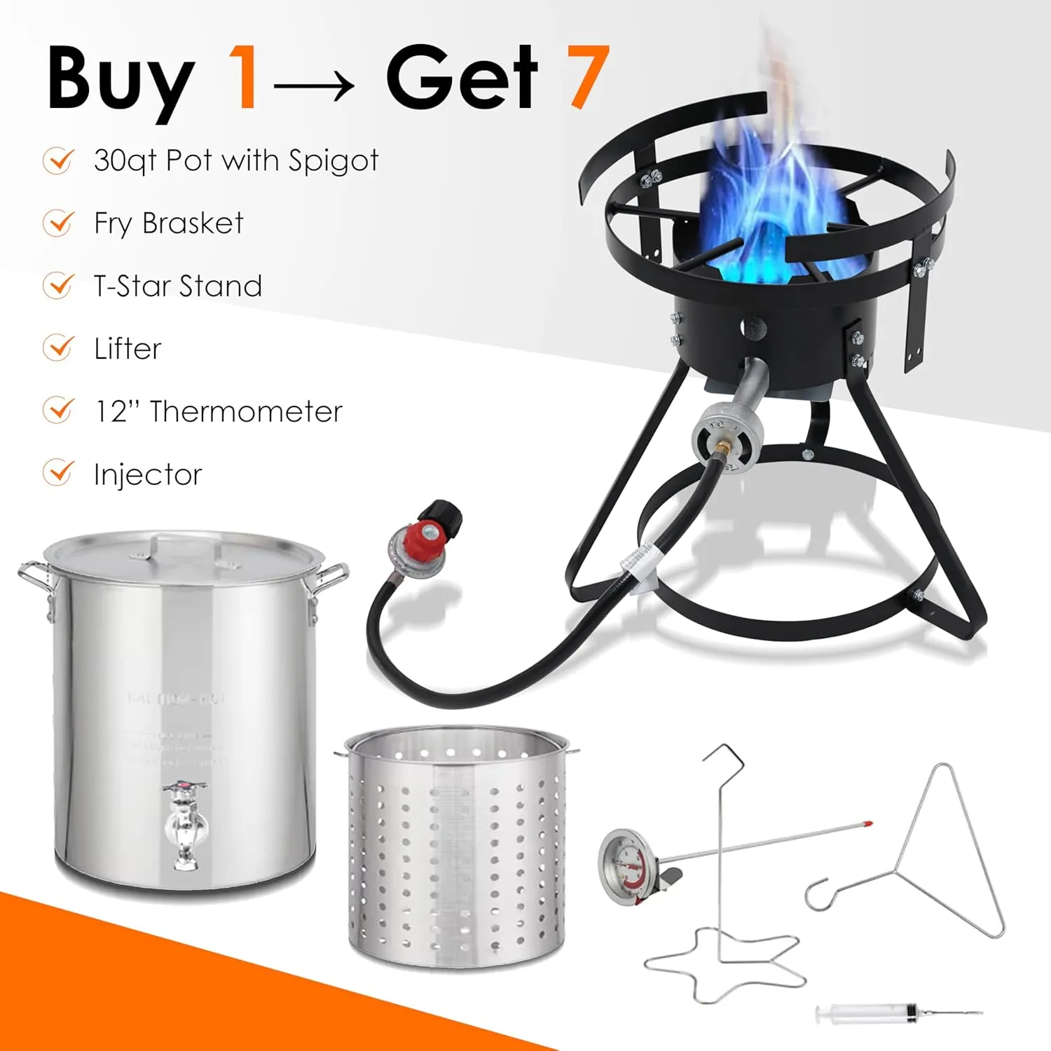 Red Mountain Valley Propane Gas Single Burner, Outdoor Camp Stove with 30Qt Pot and Timer, Seafood Boil, Outdoor Propane Stove for Home Brewing, Turkey Fry, Camping