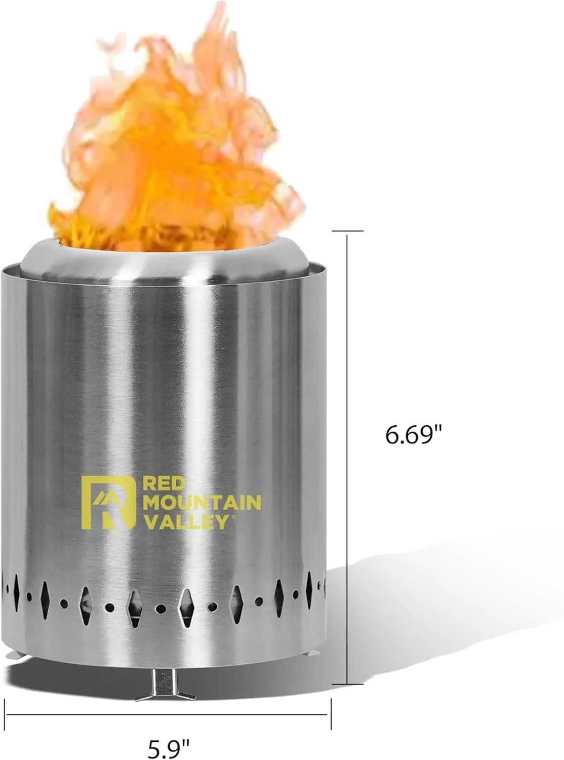 Red Mountain Valley Smokeless Tabletop Fire Pit, Portable Mini Low Smoke Camping Stove with Travel Bag and Fireproof Mat, Stainless Steel Silver, for Outdoor Enthusiasts
