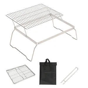 REDCAMP Folding Campfire Grill Grate With Translational Cooking Racks From Redcamp