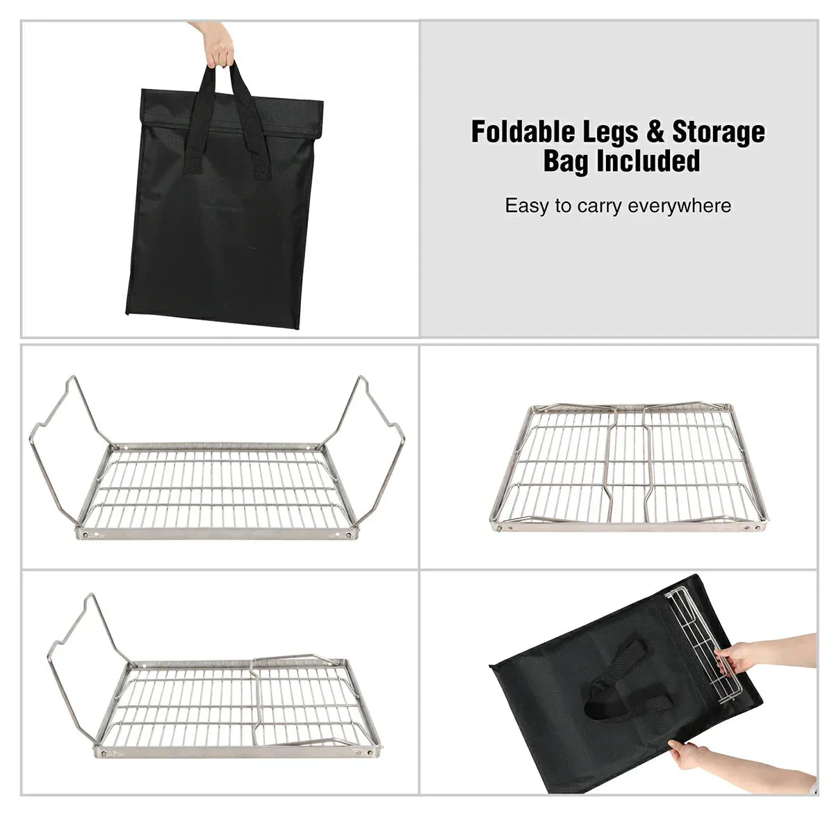 REDCAMP Folding Campfire Grill Grate With Translational Cooking Racks From Redcamp