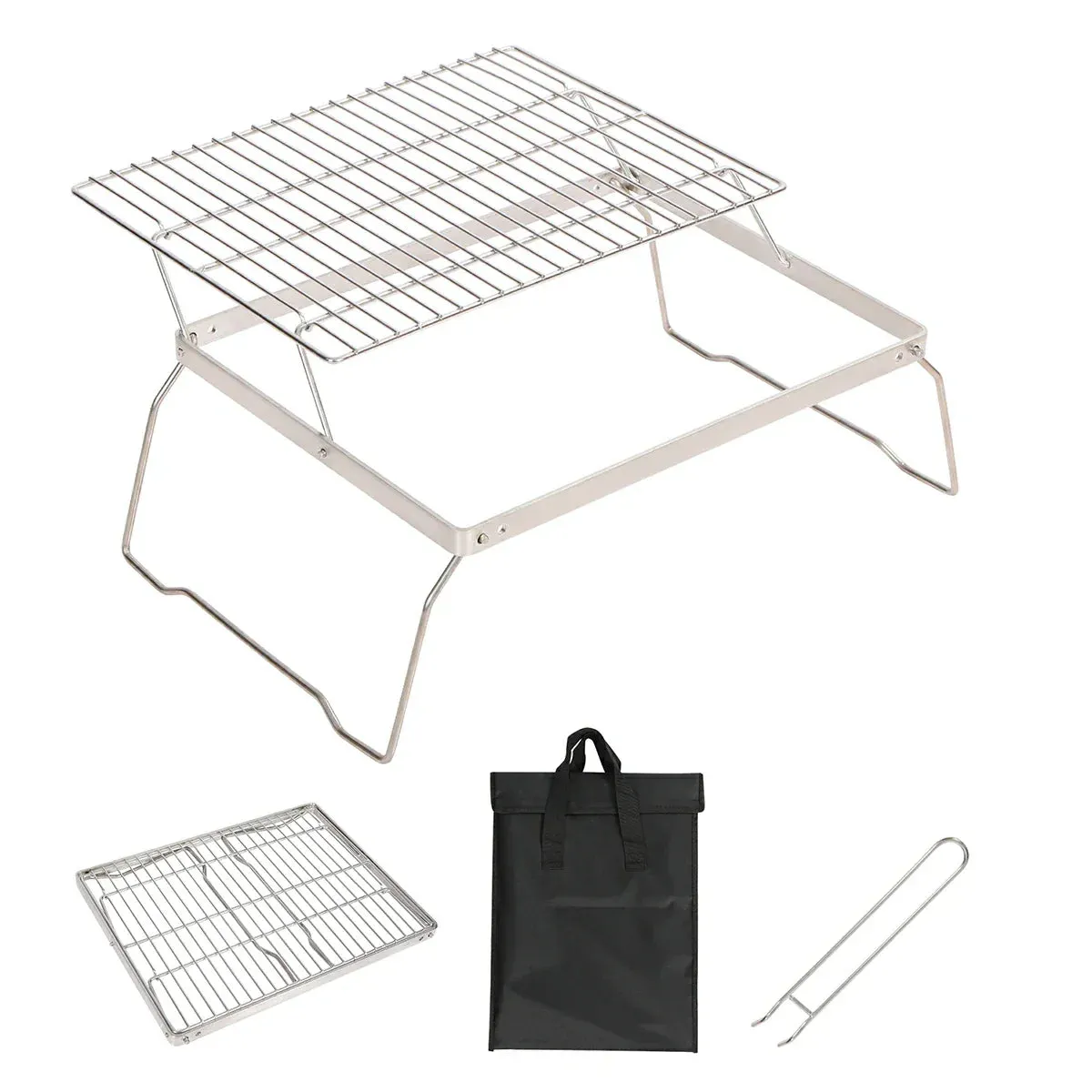 REDCAMP Folding Campfire Grill Grate With Translational Cooking Racks From Redcamp