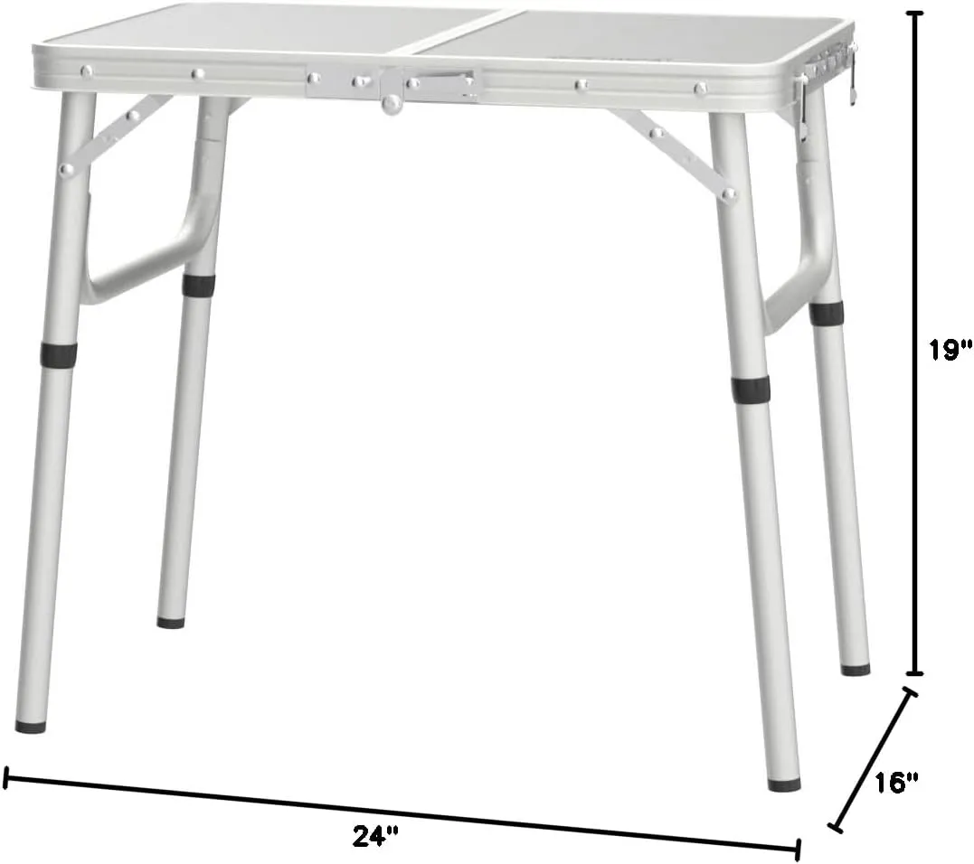 REDCAMP Small Folding Camping Table,2ft Portable Aluminum Outdoor Small Foldable Table Adjustable Height Lightweight for Picnic Cooking Beach