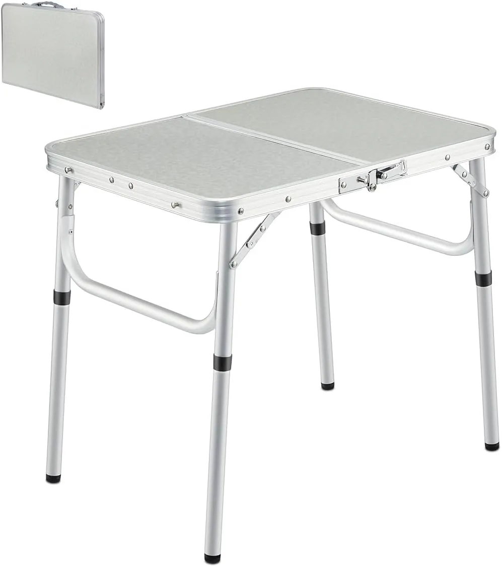 REDCAMP Small Folding Camping Table,2ft Portable Aluminum Outdoor Small Foldable Table Adjustable Height Lightweight for Picnic Cooking Beach