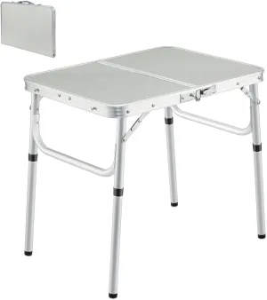 REDCAMP Small Folding Camping Table,2ft Portable Aluminum Outdoor Small Foldable Table Adjustable Height Lightweight for Picnic Cooking Beach