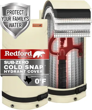 Redford Supply Co. Cold Snap (0°F) Large Outdoor Faucet Covers for Winter Freeze Protection, 14" W x 27" H, Foam Spigot Covers Winter Insulated, Outside Pipe Cover, Insulated Hose Bib Cover (Beige)