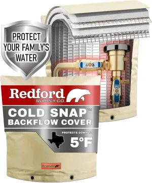 Redford Supply Co. Cold Snap (5°F) Backflow Preventer Insulation Cover, 24" W x 24" H, Pipe Insulation, Water Sprinkler Covers for Outside, Sprinkler Backflow Cover for Winter, Well Pump Bag (Beige)