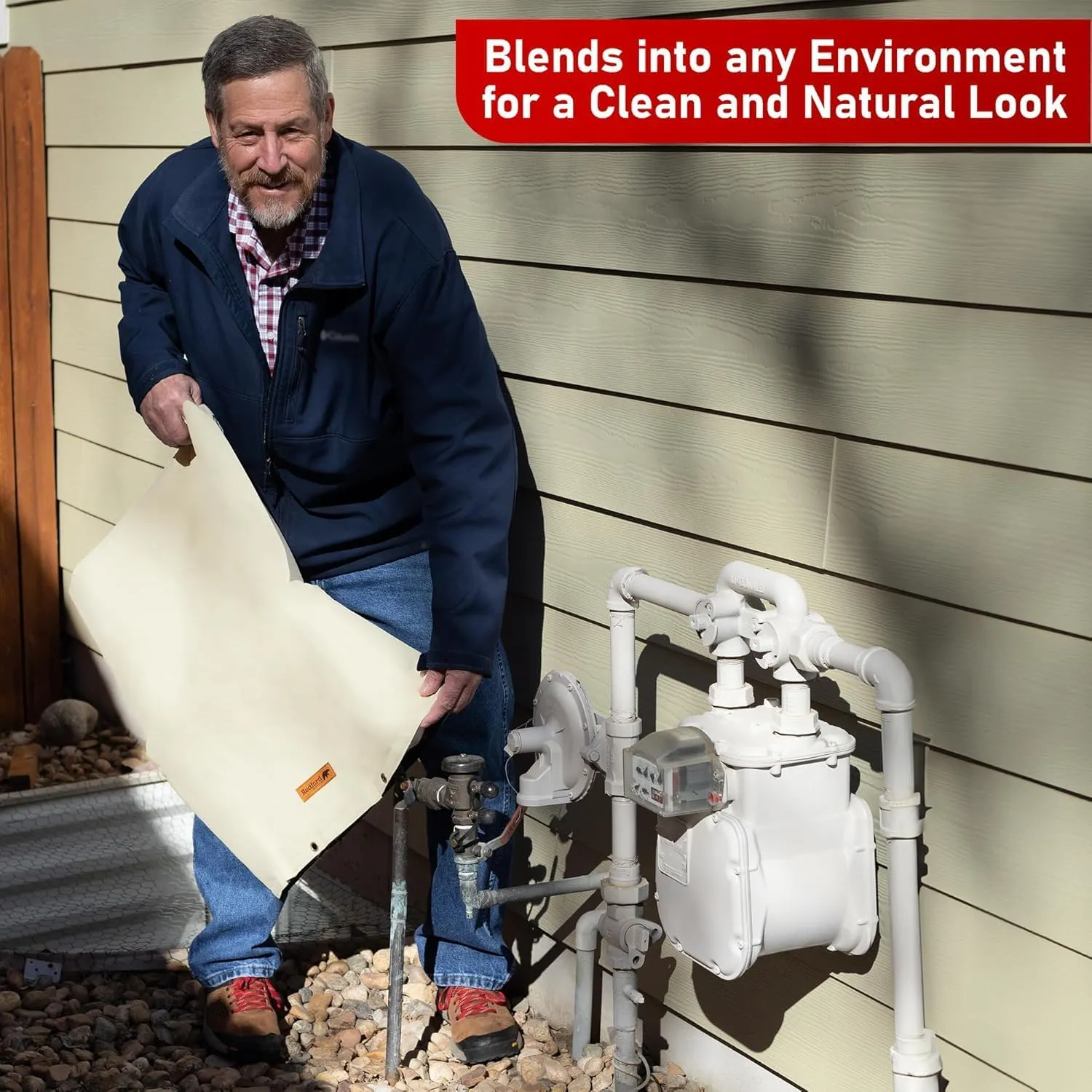 Redford Supply Co. Cold Snap (5°F) Backflow Preventer Insulation Cover, 24" W x 24" H, Pipe Insulation, Water Sprinkler Covers for Outside, Sprinkler Backflow Cover for Winter, Well Pump Bag (Beige)