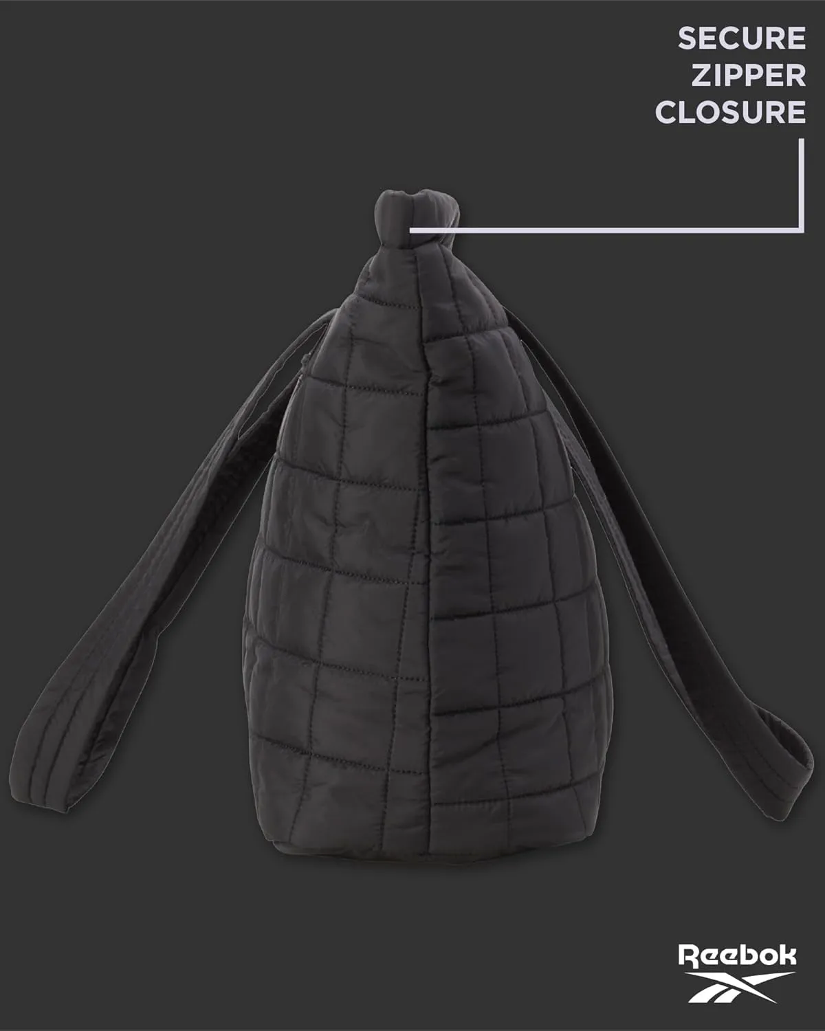 Reebok Womens Tote Bag - Lightweight Quilted Carry On Puffer Tote Bag for Women for Gym, Work, Travel, and Everyday Use