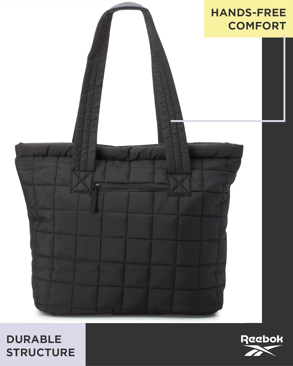 Reebok Womens Tote Bag - Lightweight Quilted Carry On Puffer Tote Bag for Women for Gym, Work, Travel, and Everyday Use