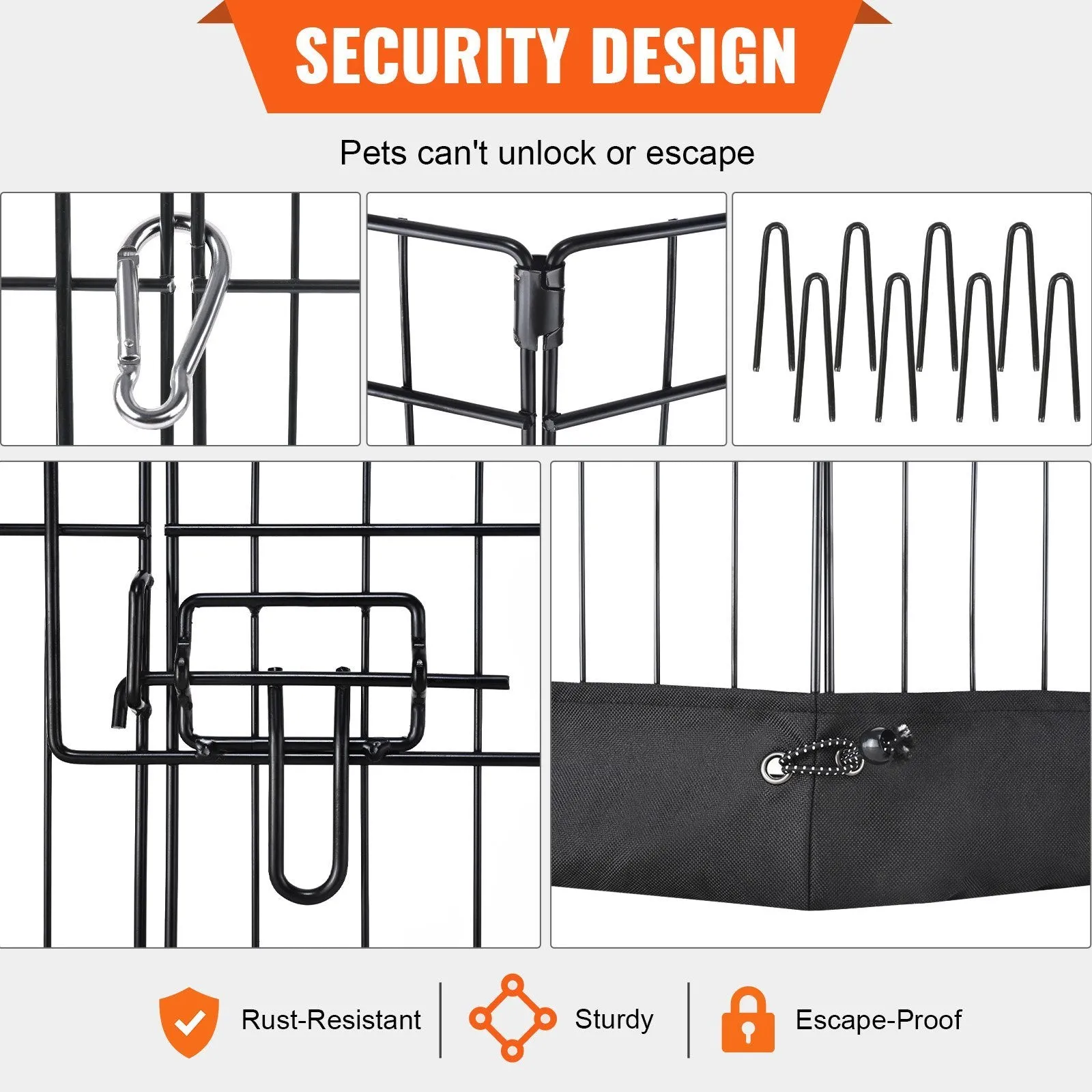 RESTOCKING  8 Panel Foldable Dog Playpen with Top Cover and Bottom Pad - 63"