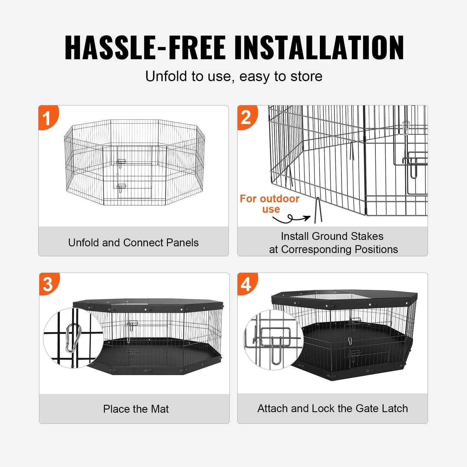 RESTOCKING  8 Panel Foldable Dog Playpen with Top Cover and Bottom Pad - 63"