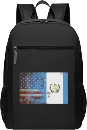 Retro American Guatemalan Flag Travel Laptop Backpack, Business Anti Theft Slim Sturdy Laptops Backpacks, College Computer Bag Gift for Men & Women Fits 17 Inch Notebook,Black