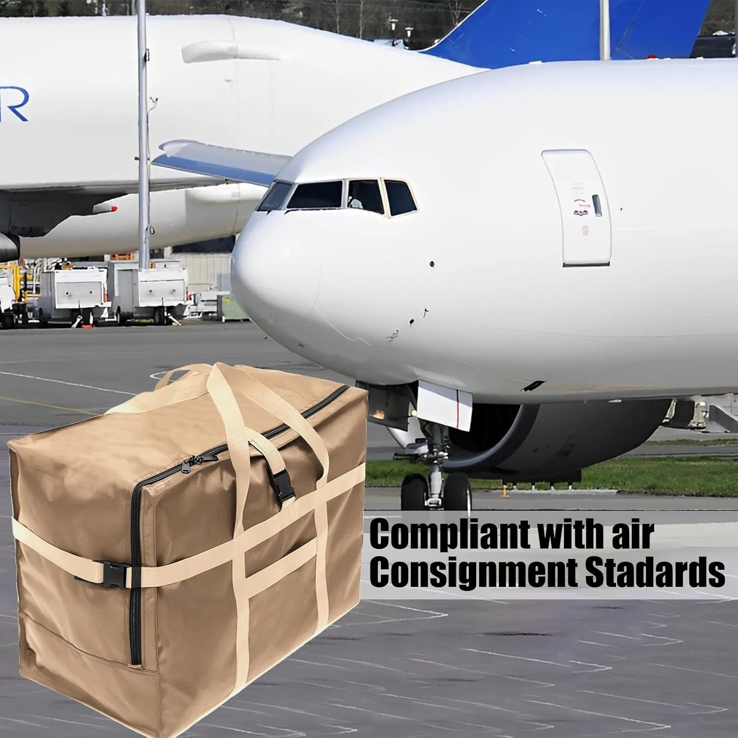 RicoRich 120L Travel Duffel Bag, Foldable Heavy Duty Overnight Bag, Larger Size Carry on Luggage Sport Duffle for Weekender/Vacation/Camping/Beach/Tent(Khaki)