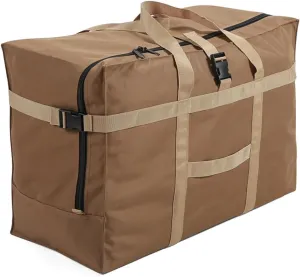 RicoRich 120L Travel Duffel Bag, Foldable Heavy Duty Overnight Bag, Larger Size Carry on Luggage Sport Duffle for Weekender/Vacation/Camping/Beach/Tent(Khaki)