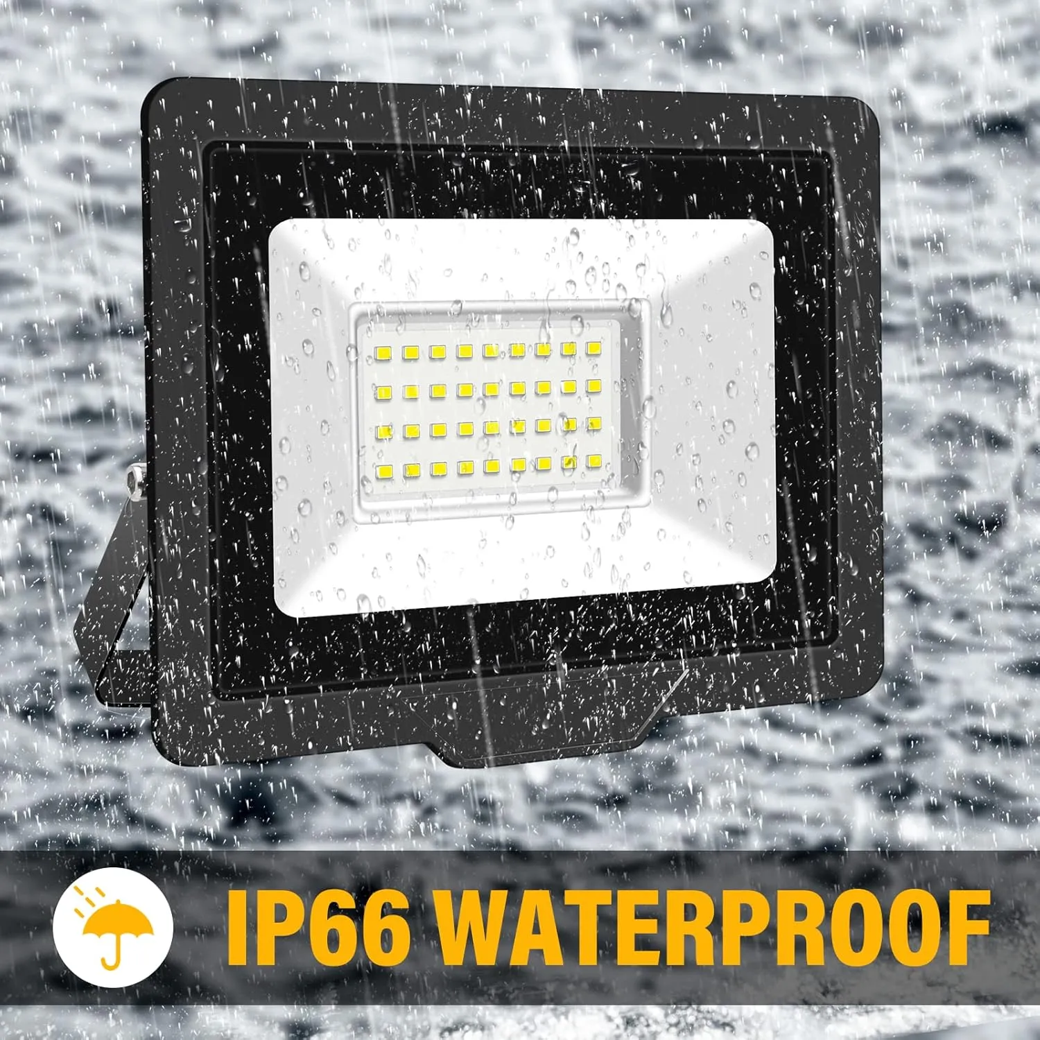 RIGIDON 30W LED Flood Light Outdoor 3000LM Super Bright Outdoor Lights 6000K Daylight White IP66 Waterproof Security Lights for Garden, Garage, Yard, Sports Ground, Patio, Pathway Porch