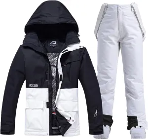 RIUIYELE Women's Ski Jackets and Pants Set Waterproof Insulated Snowsuit Winter Warm Skisuit Fashion Snowboarding Snow Coat