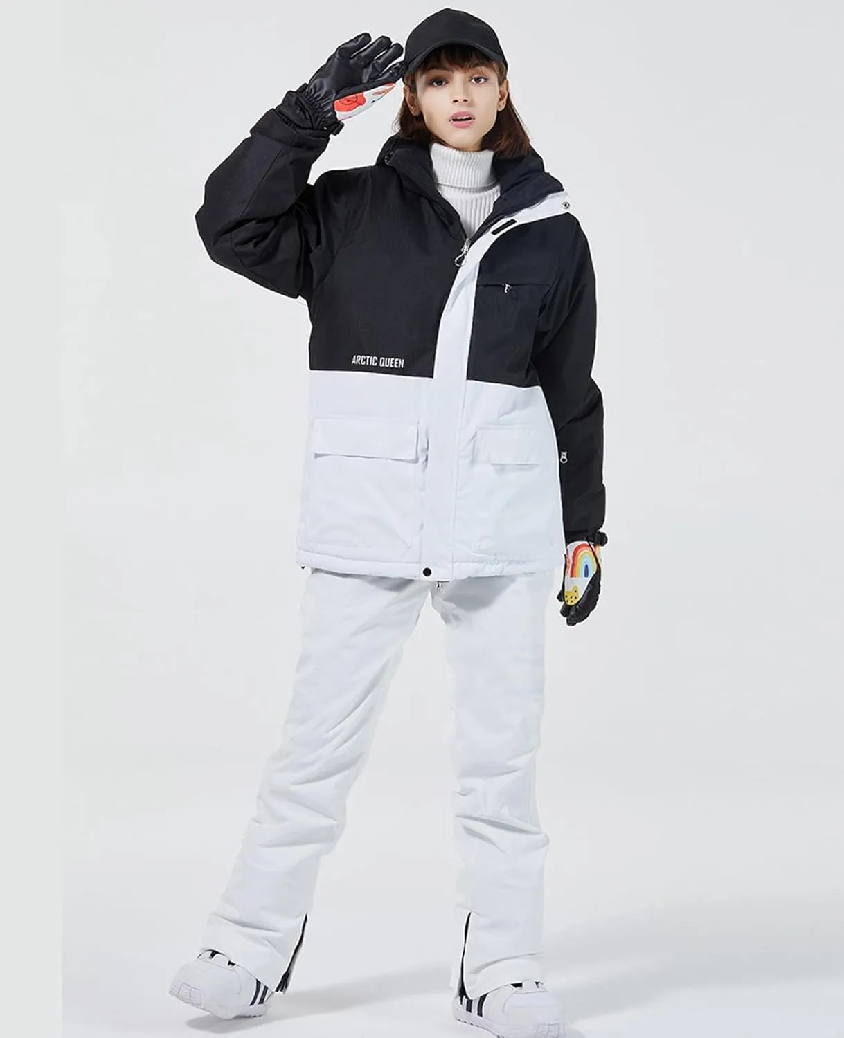 RIUIYELE Women's Ski Jackets and Pants Set Waterproof Insulated Snowsuit Winter Warm Skisuit Fashion Snowboarding Snow Coat