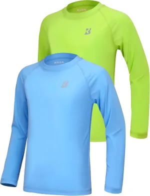 Roadbox Boys UPF 50  Rash Guard Swim Shirt, Kids Long Sleeve Sun Protection Shirts, Youth UV Athletic Beach Rashguard