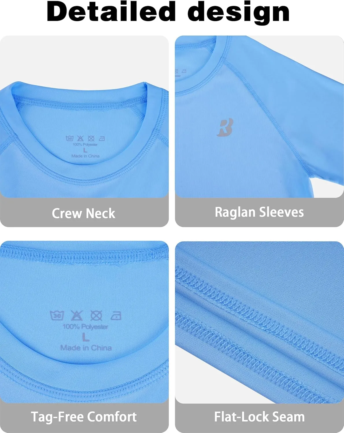 Roadbox Boys UPF 50  Rash Guard Swim Shirt, Kids Long Sleeve Sun Protection Shirts, Youth UV Athletic Beach Rashguard