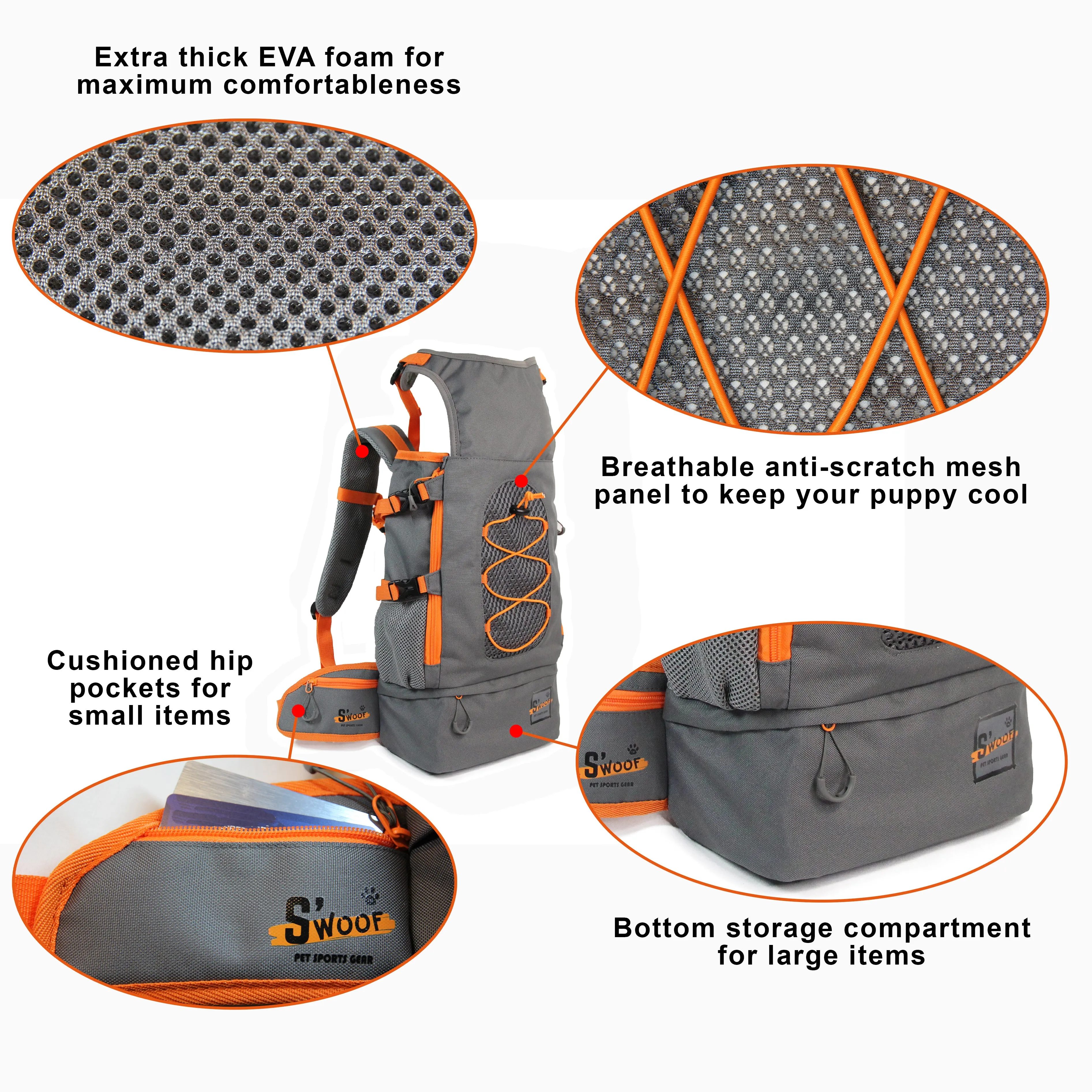 Roamer Dog Backpack - Grey