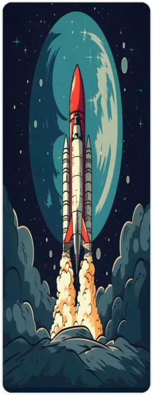 Rocket launch Travel Yoga Mat Space Launch Rocket Men's and Women's Natural Rubber Yoga Mat, 2mm Foldable Exercise Mat with Storage Bag for Yoga, Cycling and Fitness 72 * 26.8 inches