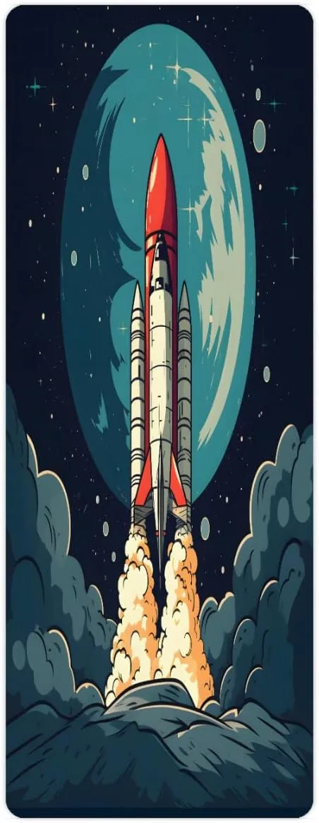 Rocket launch Travel Yoga Mat Space Launch Rocket Men's and Women's Natural Rubber Yoga Mat, 2mm Foldable Exercise Mat with Storage Bag for Yoga, Cycling and Fitness 72 * 26.8 inches