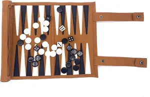 Roll-up Portable Suede Backgammon Game Set, Foldable Travel Backgammon Games, Portable Lightweight Backgammon Game for RV Travel, Cruise, Airplane, Camping, Backpacking, Road Trips