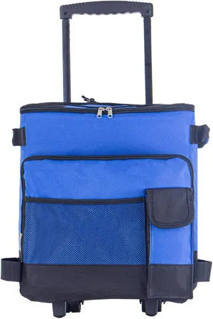 Rolling Cooler, 43L Large Cooler, Insulated Cool Bag Blue, Leakproof Cooler Trolley for Outdoor, Low Noise Rolling Cooler, Collapsible Rolling Cooler, Cooler with Wheels and Pull